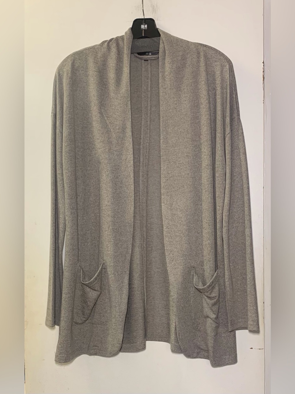 DKR Apparel Open Cardigan with Patch Pockets-Sand Melange